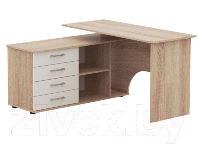 Письменный стол Империал Гарвард ЛВ 130x120 (дуб сонома/белый) - фото