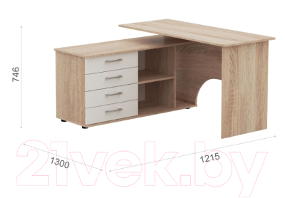 Письменный стол Империал Гарвард ЛВ 130x120 (дуб сонома/белый)