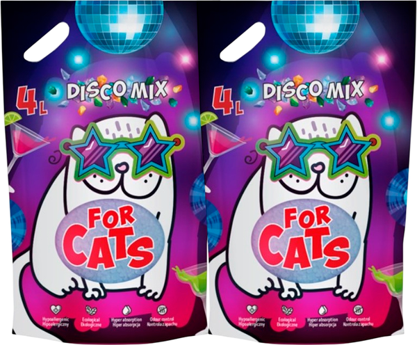 Наполнитель для туалета For Cats Disco Mix Силикагелевый с ароматом голубого лотоса / TUZ920 - фото