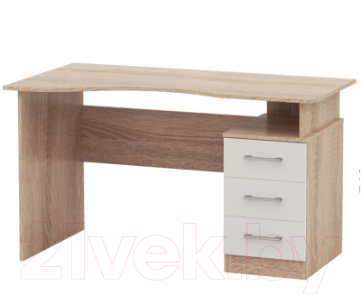 Письменный стол Империал Гарвард 3ящ ЛВ 130 (дуб сонома/белый) - фото