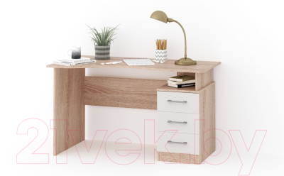Письменный стол Империал Гарвард 3ящ ЛВ 130 (дуб сонома/белый)