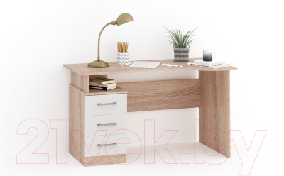 Письменный стол Империал Гарвард 3ящ ПР 130 (дуб сонома/белый)