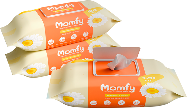 Влажные салфетки детские Momfy С экстрактом ромашки - фото