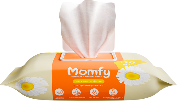 Влажные салфетки детские Momfy С экстрактом ромашки