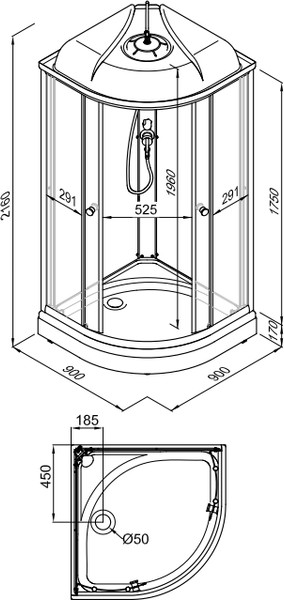 Душевая кабина Saniteco SNT CL-90 90х90