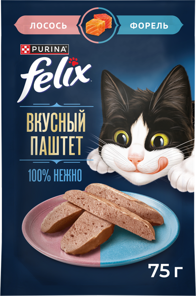 Влажный корм для кошек Felix Вкусный паштет Лосось и форель - фото