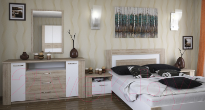 Прикроватная тумба MySTAR Вирджиния 100.1803 левый (дуб бонифаций/белый)