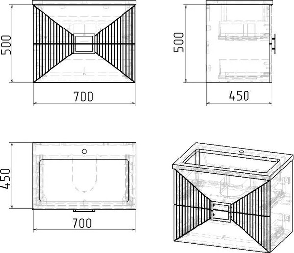 Тумба под умывальник Grossman Луксор 70 / 107056