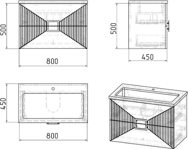 Тумба под умывальник Grossman Луксор 80 / 108052