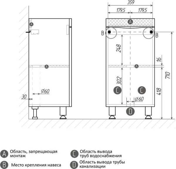 Тумба под умывальник Grossman Виста-40 / 104062