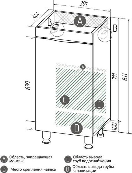 Тумба под умывальник Grossman Виста-40 / 104062