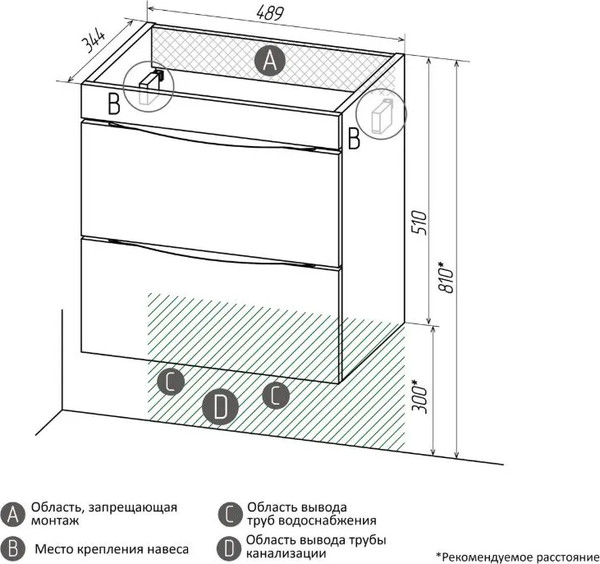 Тумба под умывальник Grossman Виста-50 / 105057