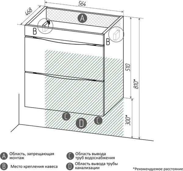 Тумба под умывальник Grossman Виста-58 / 105858