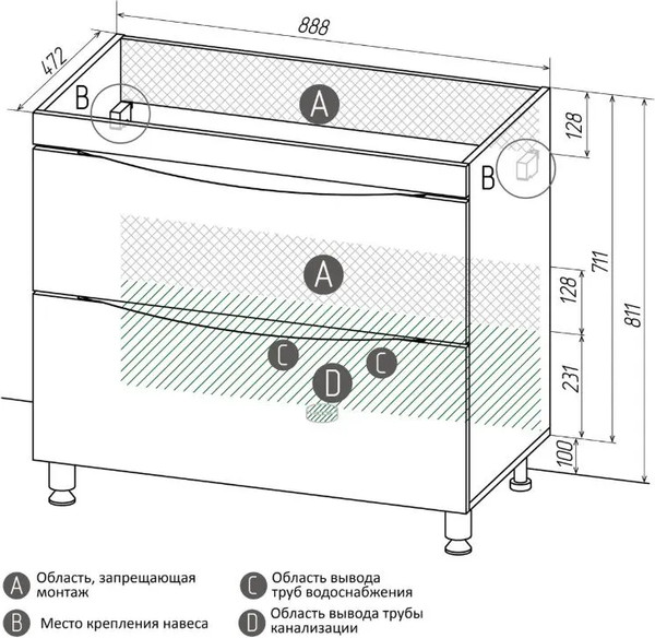 Тумба под умывальник Grossman Виста-90 / 109067