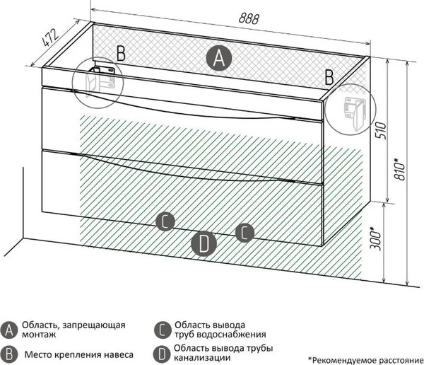 Тумба под умывальник Grossman Виста-90 / 109061