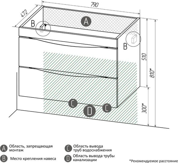 Тумба под умывальник Grossman Виста-80 / 108060