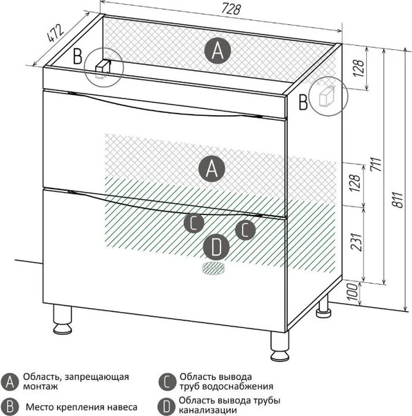 Тумба под умывальник Grossman Виста-75 / 107565