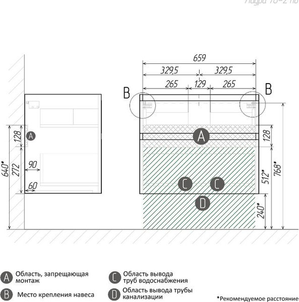 Тумба под умывальник Grossman Меркадо-70 / 107078