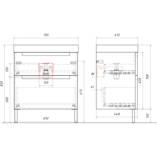 Тумба под умывальник Aqwella Vancouver VAN01072N