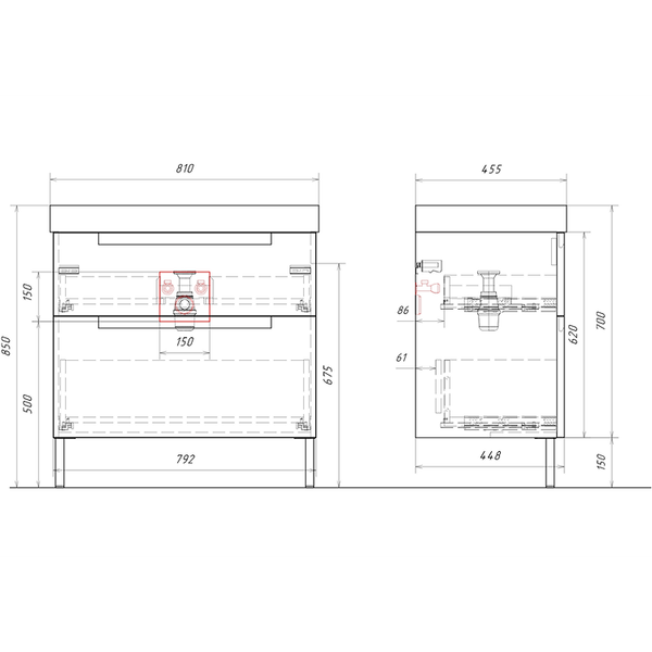 Тумба под умывальник Aqwella Vancouver VAN01082N