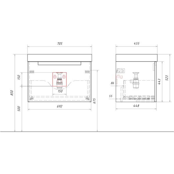 Тумба под умывальник Aqwella Vancouver VAN01071