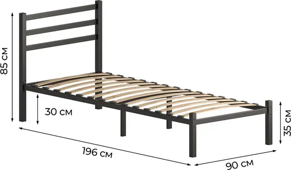 Односпальная кровать Домаклево Сталь 90х190