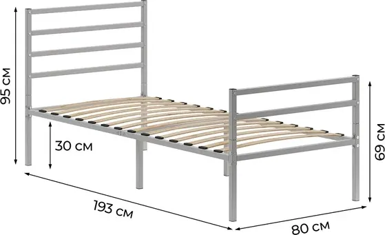 Односпальная кровать Домаклево Металика Г4+Г2 80х190