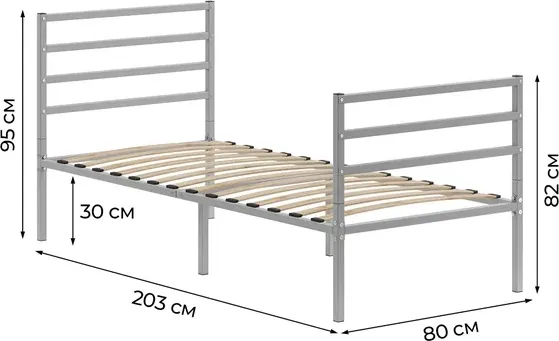 Односпальная кровать Домаклево Металика Г4+Г3 80х200