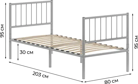Односпальная кровать Домаклево Металика В4+В4 80х200