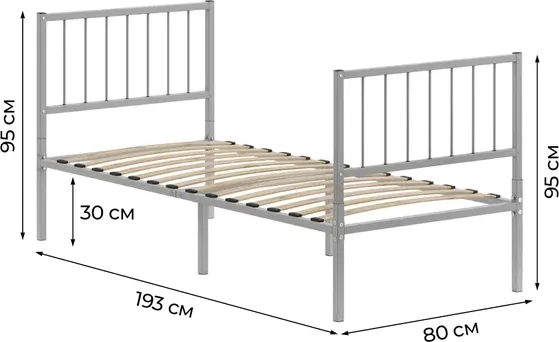 Односпальная кровать Домаклево Металика В4+В4 80х190