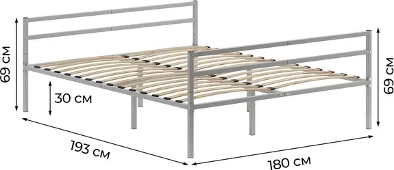 Двуспальная кровать Домаклево Металика Г2+Г2 180х190