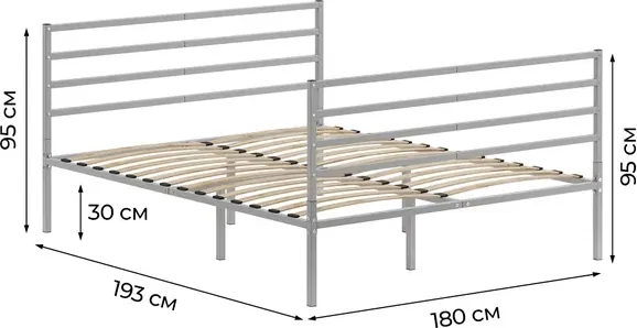 Двуспальная кровать Домаклево Металика Г4+Г4 180х190