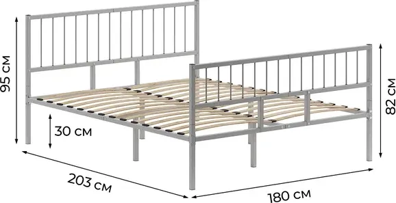 Двуспальная кровать Домаклево Металика В4+В3 180х200
