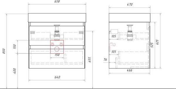 Тумба с умывальником Aqwella Geometria GE01652WM+4610119204013