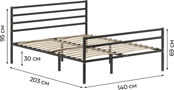 Полуторная кровать Домаклево Металика Г4+Г2 140х200