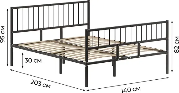Полуторная кровать Домаклево Металика В4+В3 140х200