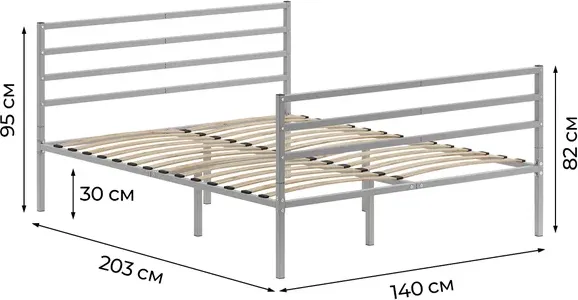 Полуторная кровать Домаклево Металика Г4+Г3 140х200