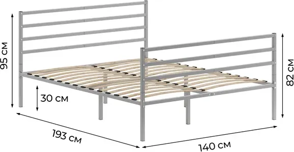 Полуторная кровать Домаклево Металика Г4+Г3 140х190