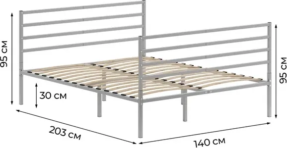 Полуторная кровать Домаклево Металика Г4+Г4 140х200