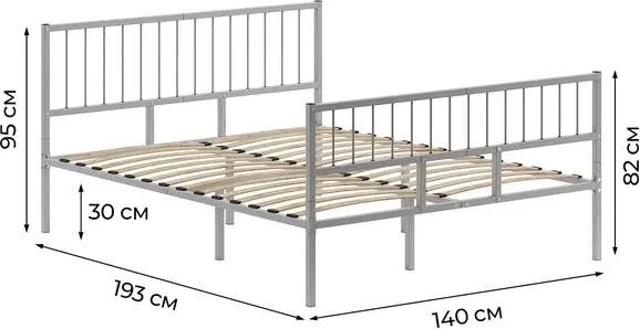 Полуторная кровать Домаклево Металика В4+В3 140х190