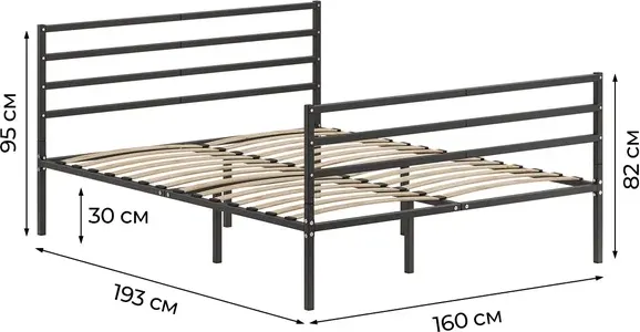 Двуспальная кровать Домаклево Металика Г4+Г3 160х190