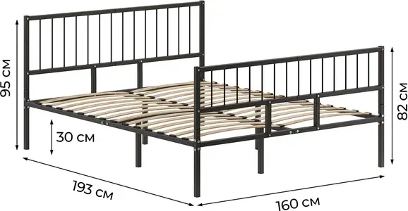 Двуспальная кровать Домаклево Металика В4+В3 160х190