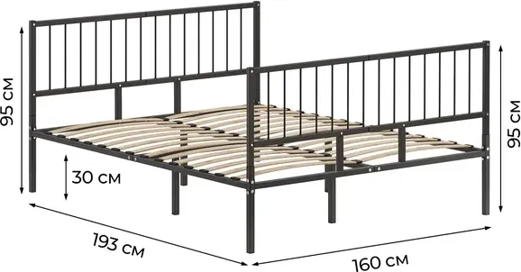 Двуспальная кровать Домаклево Металика В4+В4 160х190
