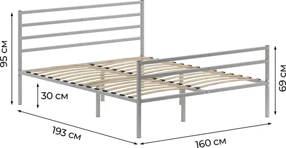 Двуспальная кровать Домаклево Металика Г4+Г2 160х190