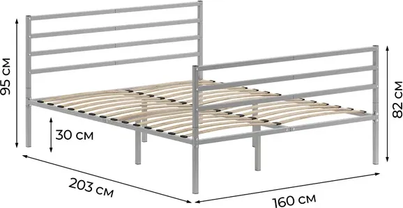 Двуспальная кровать Домаклево Металика Г4+Г3 160х200