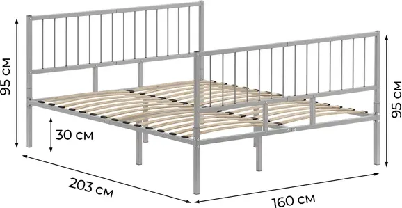 Двуспальная кровать Домаклево Металика В4+В4 160х200