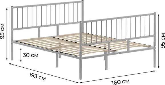 Двуспальная кровать Домаклево Металика В4+В4 160х190