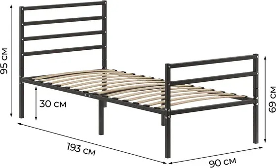 Односпальная кровать Домаклево Металика Г4+Г2 90х190