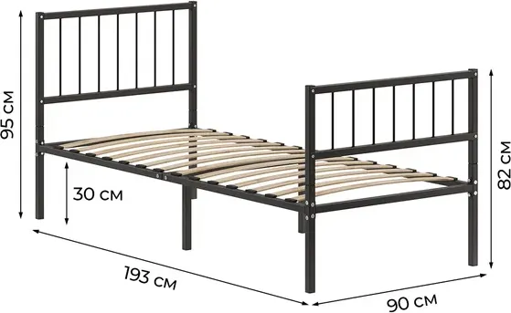 Односпальная кровать Домаклево Металика В4+В3 90х190
