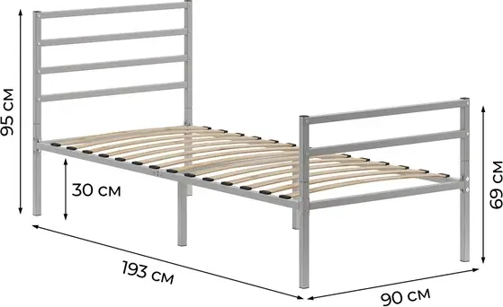 Односпальная кровать Домаклево Металика Г4+Г2 90х190